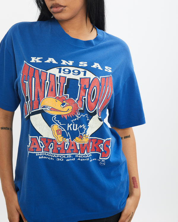 Vintage 1991 NCAA University of Kansas Jayhawks Tee <br>M , The Real Deal , newtown, sydney, australia, thrift store, opshop, preloved, secondhand, sustainable, retro, antique, 70s, 80s, 90s, 2000s, 00s, fashion, clothing, streetwear, trendy, garment, style, boutique, store, shop, archive, sale, cheap, best, top