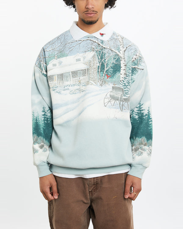 Vintage 90s Winter Scene Sweatshirt <br>M