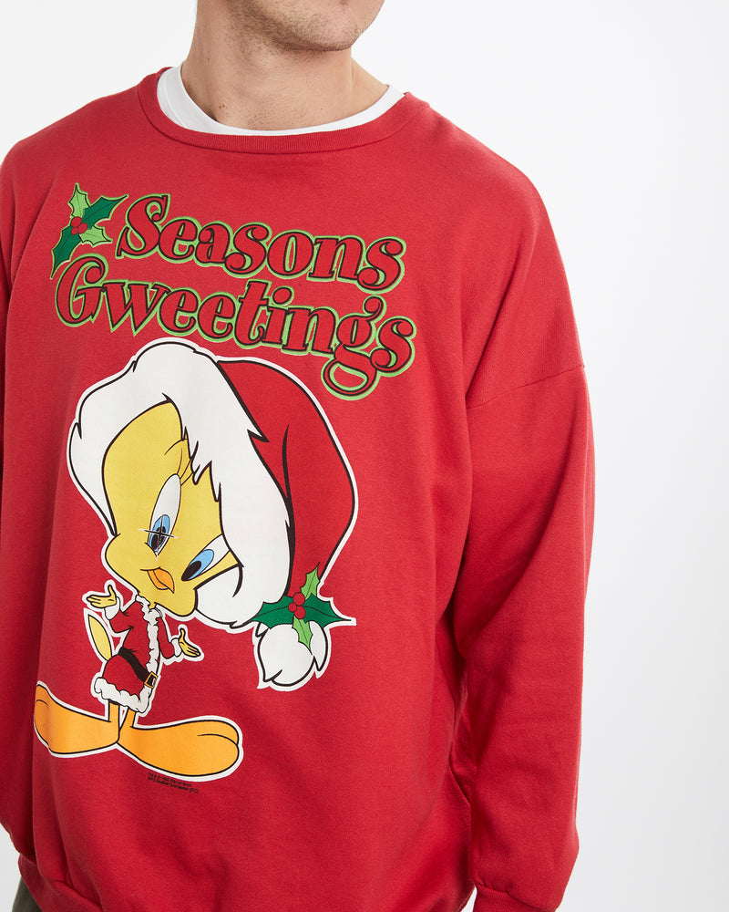 Vintage 1995 Tweety Bird Christmas Looney Tunes Sweatshirt <br>L , The Real Deal , newtown, sydney, australia, thrift store, opshop, preloved, secondhand, sustainable, retro, antique, 70s, 80s, 90s, 2000s, 00s, fashion, clothing, streetwear, trendy, garment, style, boutique, store, shop, archive, sale, cheap, best, top