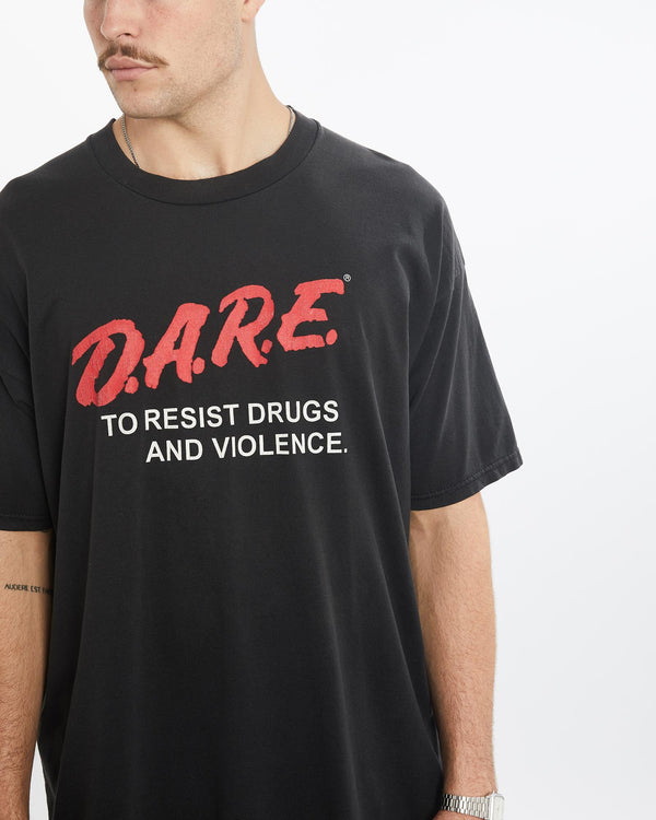 Vintage, 90s, D.A.R.E, Tee, The Real Deal, size extra large, colour Black, newtown, sydney, australia, thrift store, opshop, preloved, secondhand, sustainable, retro, antique, 70s, 80s, 90s, 2000s, 00s, fashion, clothing, streetwear, trendy, garment, style, boutique, store, shop, archive, sale, cheap, best, top, T-Shirts