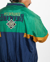 Vintage 90s MLB Milwaukee Brewers Windbreaker Jacket <br>L