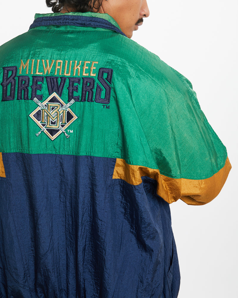 Vintage 90s MLB Milwaukee Brewers Windbreaker Jacket <br>L , The Real Deal , newtown, sydney, australia, thrift store, opshop, preloved, secondhand, sustainable, retro, antique, 70s, 80s, 90s, 2000s, 00s, fashion, clothing, streetwear, trendy, garment, style, boutique, store, shop, archive, sale, cheap, best, top