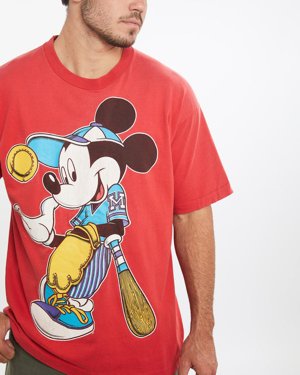 Vintage, 90s, Disney, Mickey, Mouse, Tee, The Real Deal, size large, colour Red, newtown, sydney, australia, thrift store, opshop, preloved, secondhand, sustainable, retro, antique, 70s, 80s, 90s, 2000s, 00s, fashion, clothing, streetwear, trendy, garment, style, boutique, store, shop, archive, sale, cheap, best, top, T-Shirts