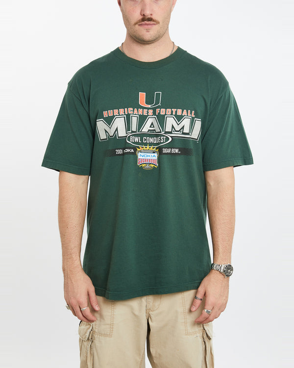 Vintage NCAA Miami Hurricanes Tee <br>L , The Real Deal , newtown, sydney, australia, thrift store, opshop, preloved, secondhand, sustainable, retro, antique, 70s, 80s, 90s, 2000s, 00s, fashion, clothing, streetwear, trendy, garment, style, boutique, store, shop, archive, sale, cheap, best, top