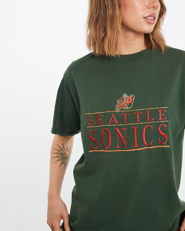 Vintage 90s NBA Seattle Supersonics Tee <br>M , The Real Deal , newtown, sydney, australia, thrift store, opshop, preloved, secondhand, sustainable, retro, antique, 70s, 80s, 90s, 2000s, 00s, fashion, clothing, streetwear, trendy, garment, style, boutique, store, shop, archive, sale, cheap, best, top