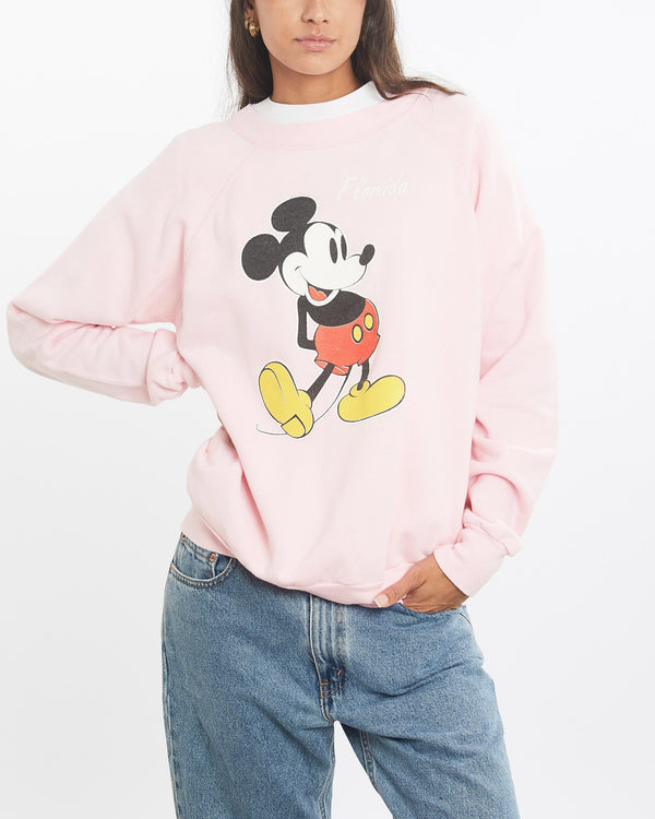 Vintage, 80s, Disney, Mickey, Mouse, Sweatshirt, The Real Deal, size small, colour Pink, newtown, sydney, australia, thrift store, opshop, preloved, secondhand, sustainable, retro, antique, 70s, 80s, 90s, 2000s, 00s, fashion, clothing, streetwear, trendy, garment, style, boutique, store, shop, archive, sale, cheap, best, top, Sweats and hoodies