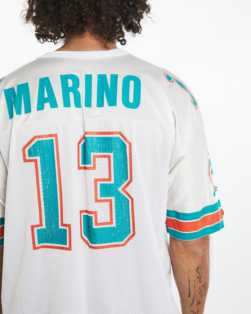 Vintage 90s Champion NFL Miami Dolphins 'Dan Marino' Jersey <br>XL , The Real Deal , newtown, sydney, australia, thrift store, opshop, preloved, secondhand, sustainable, retro, antique, 70s, 80s, 90s, 2000s, 00s, fashion, clothing, streetwear, trendy, garment, style, boutique, store, shop, archive, sale, cheap, best, top