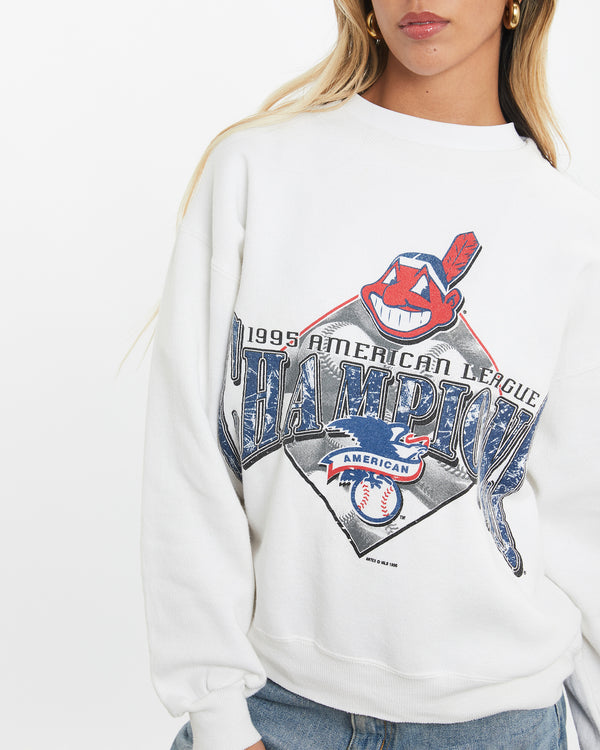 Vintage 1995 MLB Cleveland Indians Sweatshirt <br>XS , The Real Deal , newtown, sydney, australia, thrift store, opshop, preloved, secondhand, sustainable, retro, antique, 70s, 80s, 90s, 2000s, 00s, fashion, clothing, streetwear, trendy, garment, style, boutique, store, shop, archive, sale, cheap, best, top