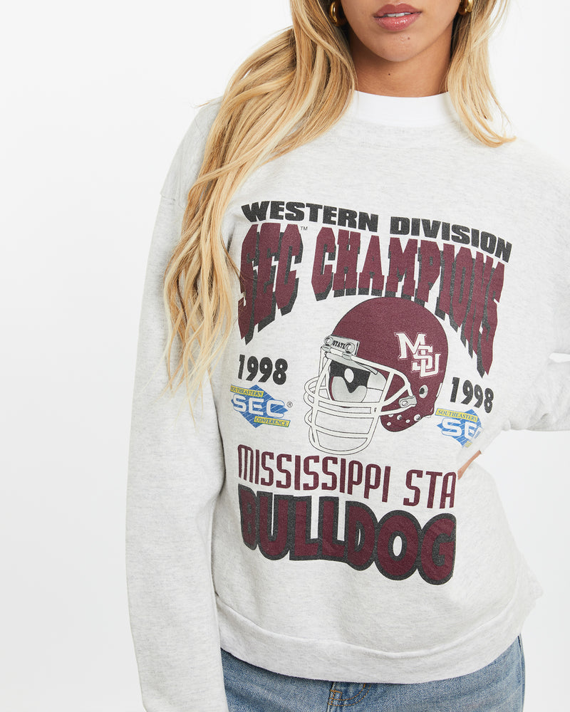 Vintage 1998 Mississippi State Bulldogs Sweatshirt <br>XS , The Real Deal , newtown, sydney, australia, thrift store, opshop, preloved, secondhand, sustainable, retro, antique, 70s, 80s, 90s, 2000s, 00s, fashion, clothing, streetwear, trendy, garment, style, boutique, store, shop, archive, sale, cheap, best, top