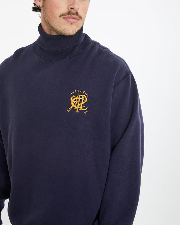 Vintage 90s Polo Ralph Lauren 'Scribble' Turtleneck Sweatshirt <br>XL