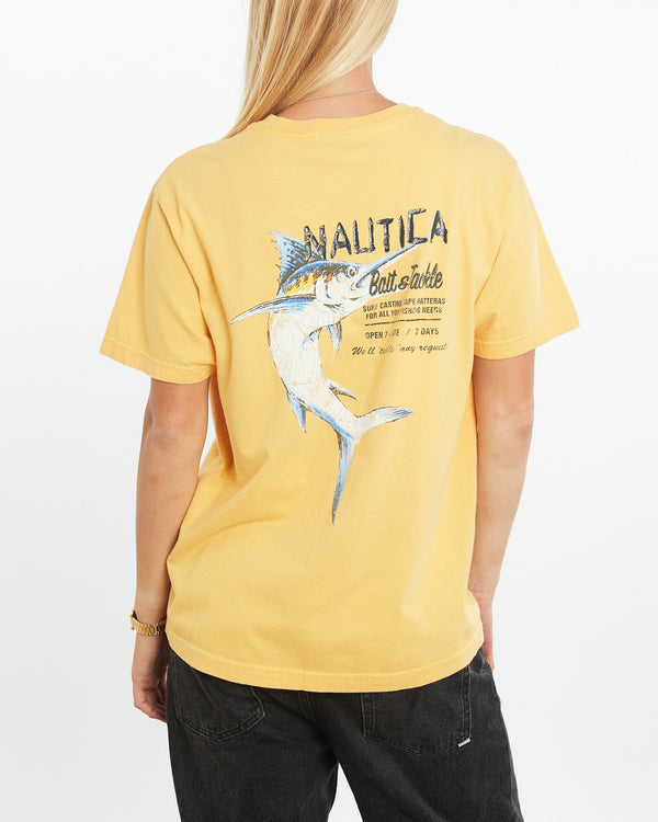 Vintage, Nautica, Bait, &, Tackle, Tee, The Real Deal, size medium, colour Yellow, newtown, sydney, australia, thrift store, opshop, preloved, secondhand, sustainable, retro, antique, 70s, 80s, 90s, 2000s, 00s, fashion, clothing, streetwear, trendy, garment, style, boutique, store, shop, archive, sale, cheap, best, top, T-Shirts