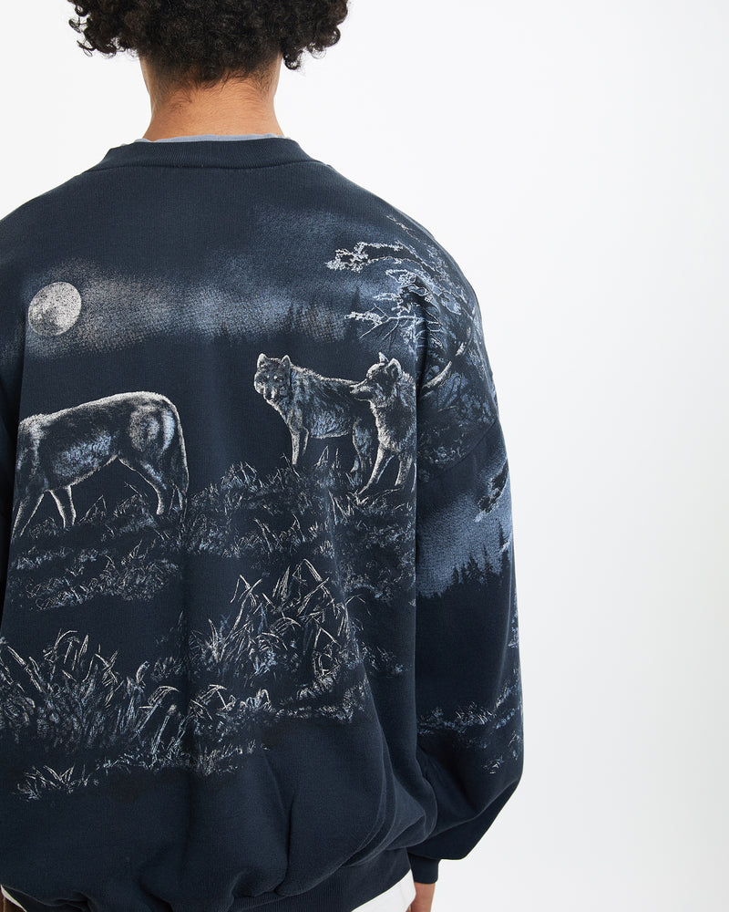 Vintage 90s Wildlife Wolf Sweatshirt <br>M