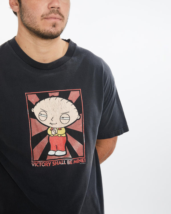 Vintage, Family, Guy, Stewie, Cartoon, Tee, The Real Deal, size large, colour Black, newtown, sydney, australia, thrift store, opshop, preloved, secondhand, sustainable, retro, antique, 70s, 80s, 90s, 2000s, 00s, fashion, clothing, streetwear, trendy, garment, style, boutique, store, shop, archive, sale, cheap, best, top, T-Shirts