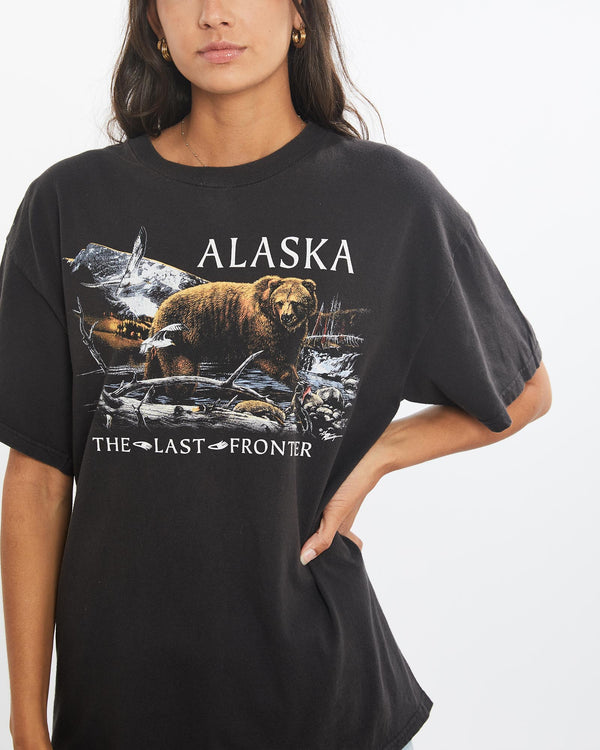 Vintage, Alaska, The, Last, Frontier', Wildlife, Tee, The Real Deal, size small, colour Black, newtown, sydney, australia, thrift store, opshop, preloved, secondhand, sustainable, retro, antique, 70s, 80s, 90s, 2000s, 00s, fashion, clothing, streetwear, trendy, garment, style, boutique, store, shop, archive, sale, cheap, best, top, T-Shirts