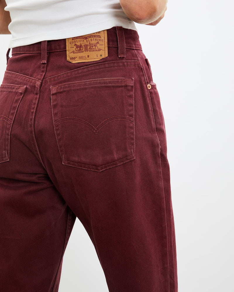 Vintage, Levi's, 550, Denim, Pants, The Real Deal, size 29", colour Burgundy, newtown, sydney, australia, thrift store, opshop, preloved, secondhand, sustainable, retro, antique, 70s, 80s, 90s, 2000s, 00s, fashion, clothing, streetwear, trendy, garment, style, boutique, store, shop, archive, sale, cheap, best, top, Pants