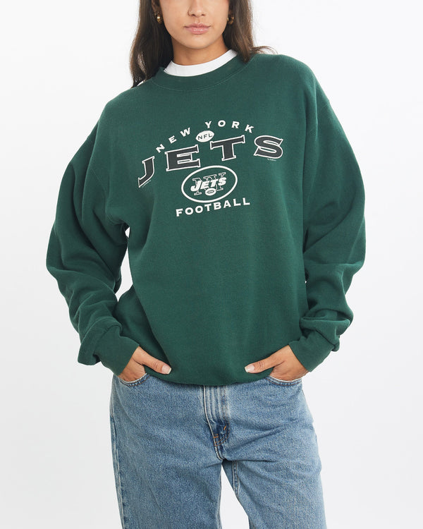 Vintage, NFL, New, York, Jets, Sweatshirt, The Real Deal, size small, colour Green, newtown, sydney, australia, thrift store, opshop, preloved, secondhand, sustainable, retro, antique, 70s, 80s, 90s, 2000s, 00s, fashion, clothing, streetwear, trendy, garment, style, boutique, store, shop, archive, sale, cheap, best, top, Sweats and hoodies