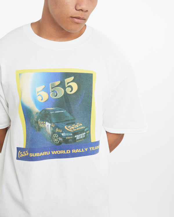 Vintage 90s Subaru Rally Racing Tee <br>L , The Real Deal , newtown, sydney, australia, thrift store, opshop, preloved, secondhand, sustainable, retro, antique, 70s, 80s, 90s, 2000s, 00s, fashion, clothing, streetwear, trendy, garment, style, boutique, store, shop, archive, sale, cheap, best, top