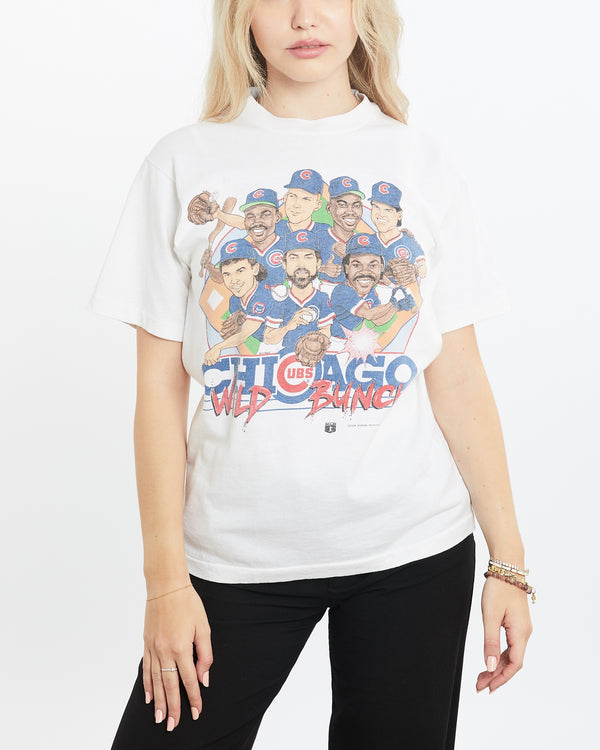 Vintage 1989 MLB Chicago Cubs Caricature Tee <br>XS , The Real Deal , newtown, sydney, australia, thrift store, opshop, preloved, secondhand, sustainable, retro, antique, 70s, 80s, 90s, 2000s, 00s, fashion, clothing, streetwear, trendy, garment, style, boutique, store, shop, archive, sale, cheap, best, top