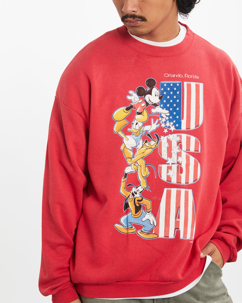 Vintage 90s Disney Mickey Mouse USA Sweatshirt <br>L , The Real Deal , newtown, sydney, australia, thrift store, opshop, preloved, secondhand, sustainable, retro, antique, 70s, 80s, 90s, 2000s, 00s, fashion, clothing, streetwear, trendy, garment, style, boutique, store, shop, archive, sale, cheap, best, top