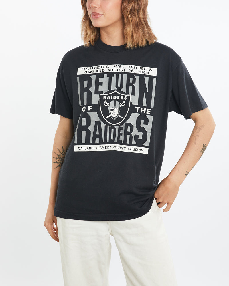 Vintage 1989 NFL Oakland Raiders Tee <br>M , The Real Deal , newtown, sydney, australia, thrift store, opshop, preloved, secondhand, sustainable, retro, antique, 70s, 80s, 90s, 2000s, 00s, fashion, clothing, streetwear, trendy, garment, style, boutique, store, shop, archive, sale, cheap, best, top