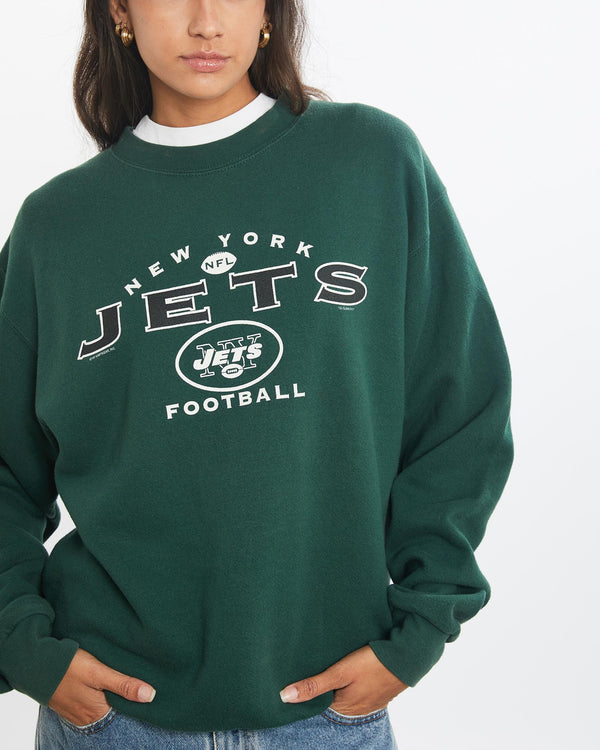 Vintage, NFL, New, York, Jets, Sweatshirt, The Real Deal, size small, colour Green, newtown, sydney, australia, thrift store, opshop, preloved, secondhand, sustainable, retro, antique, 70s, 80s, 90s, 2000s, 00s, fashion, clothing, streetwear, trendy, garment, style, boutique, store, shop, archive, sale, cheap, best, top, Sweats and hoodies