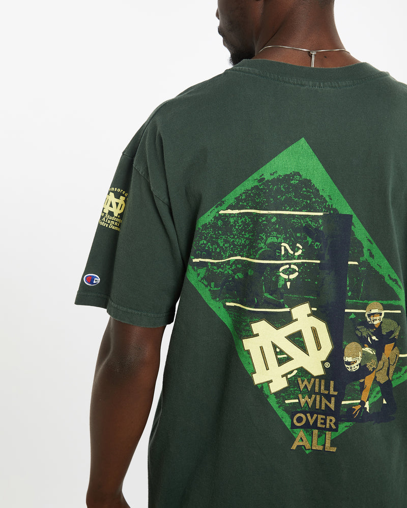 Vintage 90s Champion NCAA Notre Dame Fighting Irish Tee <br>L , The Real Deal , newtown, sydney, australia, thrift store, opshop, preloved, secondhand, sustainable, retro, antique, 70s, 80s, 90s, 2000s, 00s, fashion, clothing, streetwear, trendy, garment, style, boutique, store, shop, archive, sale, cheap, best, top