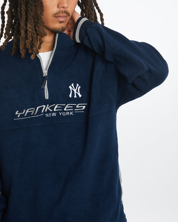 Vintage 90s MLB New York Yankees Quarter Zip Fleece Sweatshirt <br>L