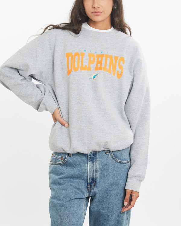 Vintage, NFL, Miami, Dolphins, Sweatshirt, The Real Deal, size small, colour Grey, newtown, sydney, australia, thrift store, opshop, preloved, secondhand, sustainable, retro, antique, 70s, 80s, 90s, 2000s, 00s, fashion, clothing, streetwear, trendy, garment, style, boutique, store, shop, archive, sale, cheap, best, top, Sweats and hoodies