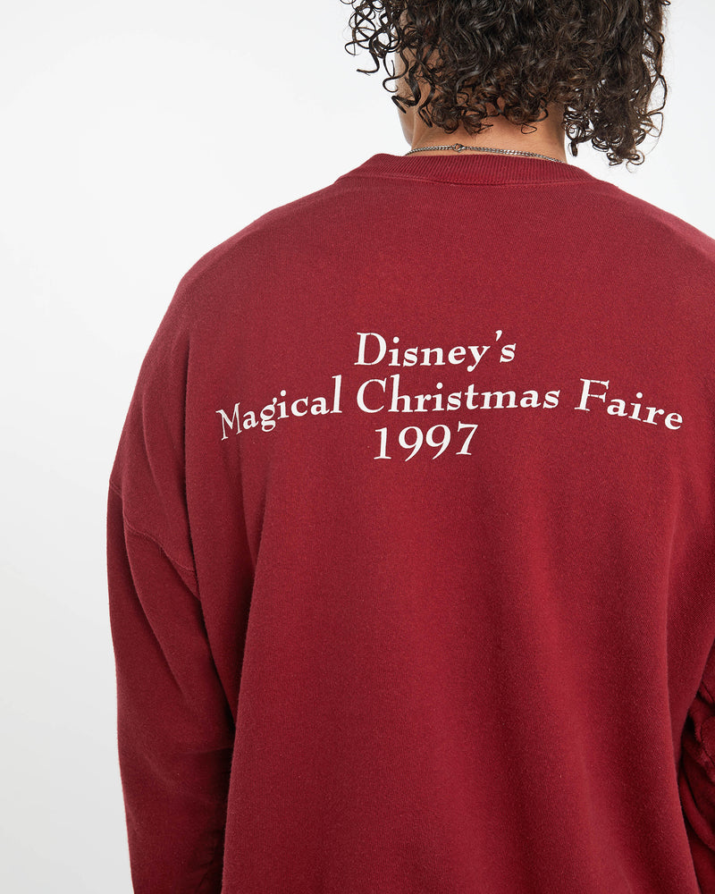 Vintage 1997 Disney Mickey Mouse Christmas Sweatshirt <br>XL , The Real Deal , newtown, sydney, australia, thrift store, opshop, preloved, secondhand, sustainable, retro, antique, 70s, 80s, 90s, 2000s, 00s, fashion, clothing, streetwear, trendy, garment, style, boutique, store, shop, archive, sale, cheap, best, top