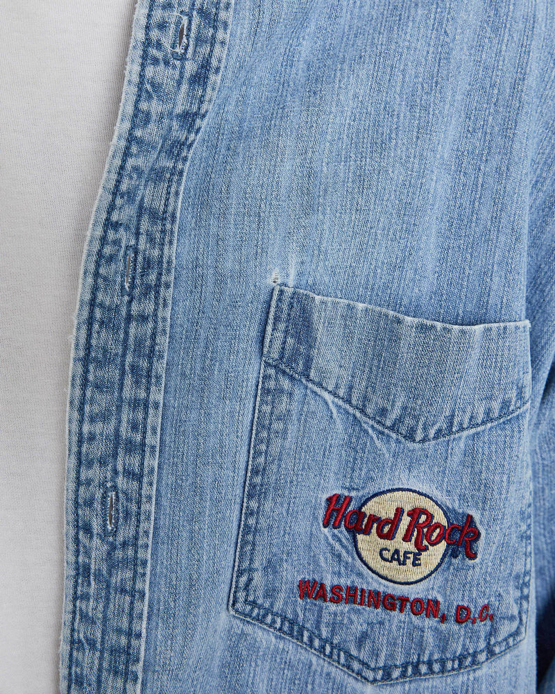 Vintage 90s Hard Rock Cafe Denim Button Up Shirt <br>XL