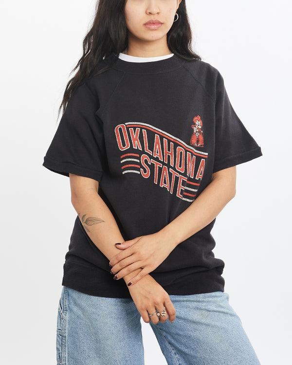 Vintage 80s NCAA Oklahoma State Cowboys Short Sleeve Sweatshirt <br>XS , The Real Deal , newtown, sydney, australia, thrift store, opshop, preloved, secondhand, sustainable, retro, antique, 70s, 80s, 90s, 2000s, 00s, fashion, clothing, streetwear, trendy, garment, style, boutique, store, shop, archive, sale, cheap, best, top