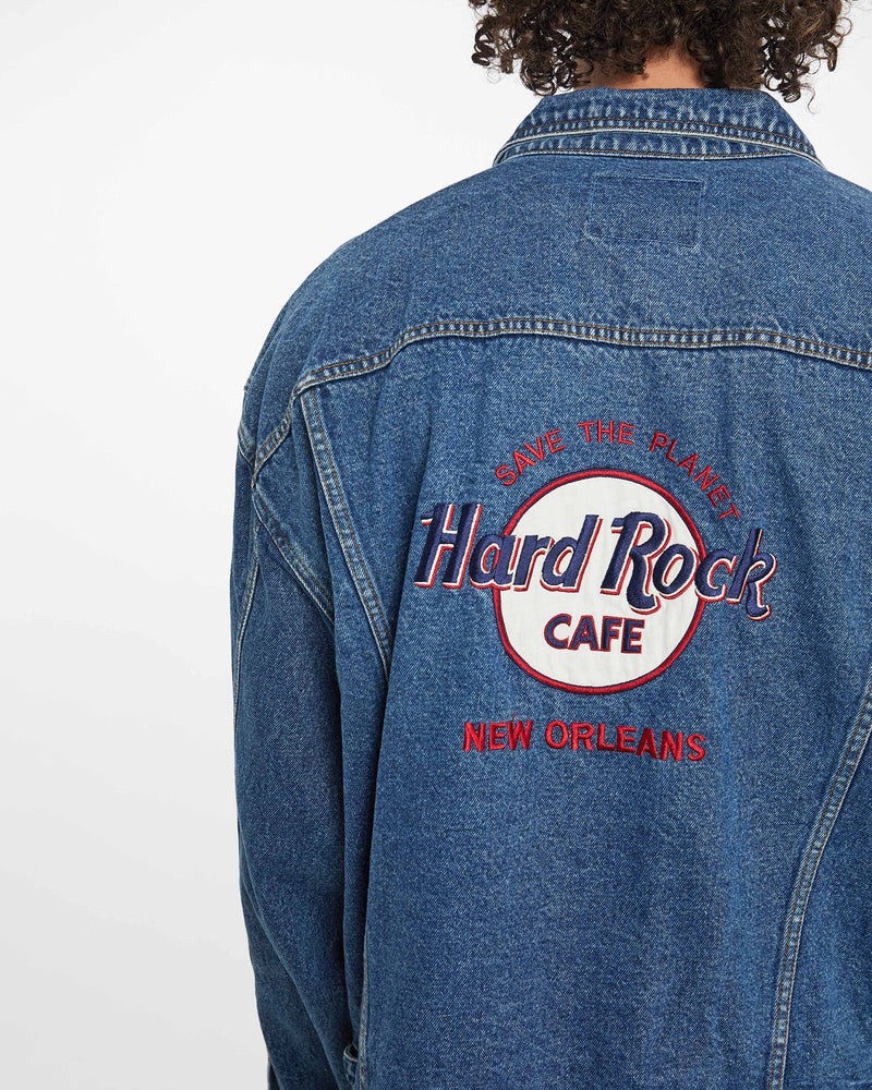 Vintage 90s Hard Rock Cafe Denim Jacket <br>XL , The Real Deal , newtown, sydney, australia, thrift store, opshop, preloved, secondhand, sustainable, retro, antique, 70s, 80s, 90s, 2000s, 00s, fashion, clothing, streetwear, trendy, garment, style, boutique, store, shop, archive, sale, cheap, best, top