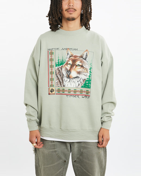 Vintage 90s Wildlife Wolf Sweatshirt <br>L