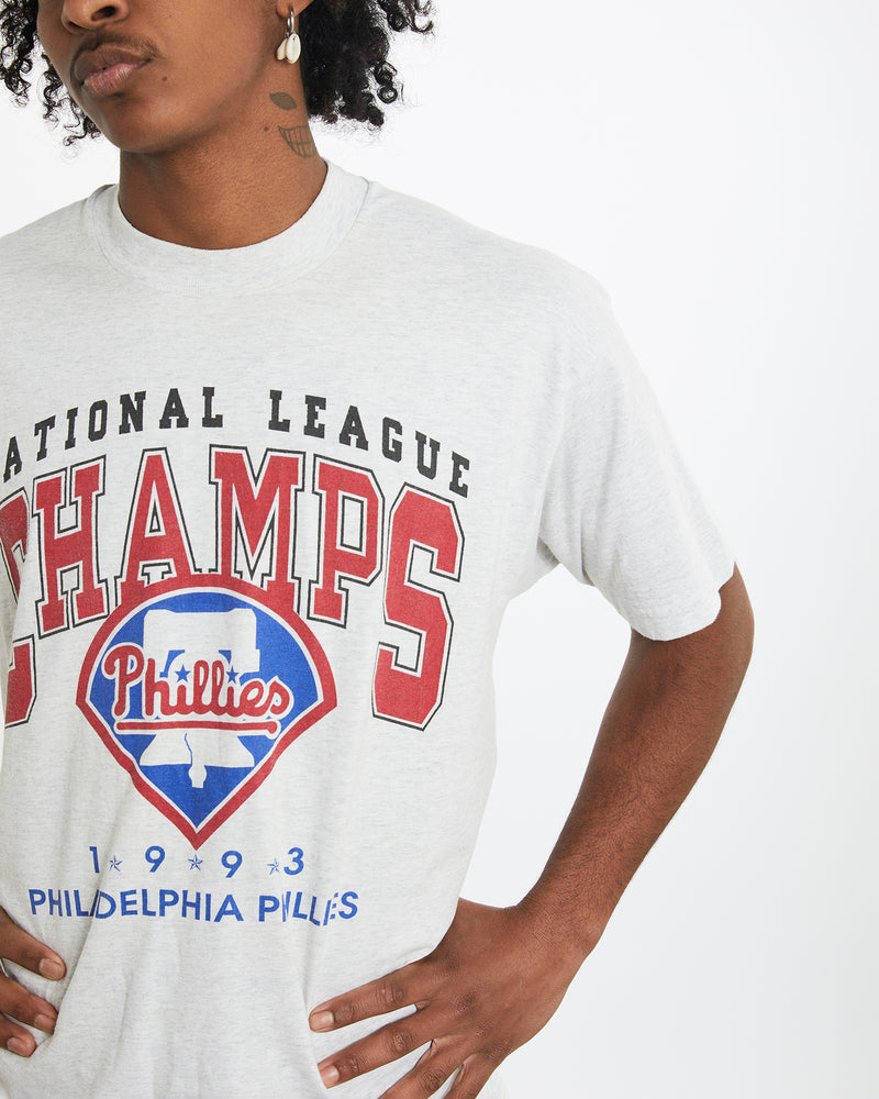 Vintage 1993 MLB Philadelphia Phillies Tee <br>L , The Real Deal , newtown, sydney, australia, thrift store, opshop, preloved, secondhand, sustainable, retro, antique, 70s, 80s, 90s, 2000s, 00s, fashion, clothing, streetwear, trendy, garment, style, boutique, store, shop, archive, sale, cheap, best, top