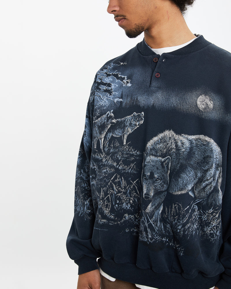 Vintage 90s Wildlife Wolf Sweatshirt <br>M