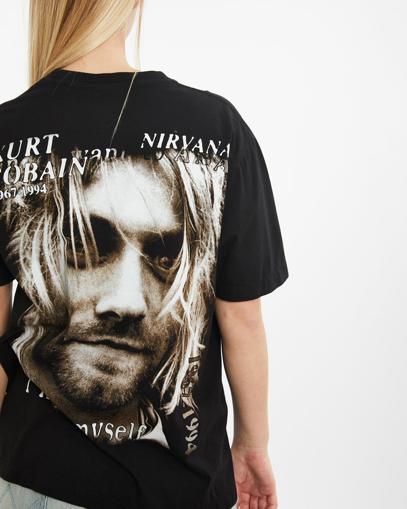 Vintage Nirvana Kurt Cobain Music Tee <br>M , The Real Deal , newtown, sydney, australia, thrift store, opshop, preloved, secondhand, sustainable, retro, antique, 70s, 80s, 90s, 2000s, 00s, fashion, clothing, streetwear, trendy, garment, style, boutique, store, shop, archive, sale, cheap, best, top