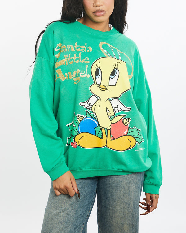 Vintage 1996 Tweety Bird Looney Tunes Cartoon Christmas Sweatshirt <br>S , The Real Deal , newtown, sydney, australia, thrift store, opshop, preloved, secondhand, sustainable, retro, antique, 70s, 80s, 90s, 2000s, 00s, fashion, clothing, streetwear, trendy, garment, style, boutique, store, shop, archive, sale, cheap, best, top