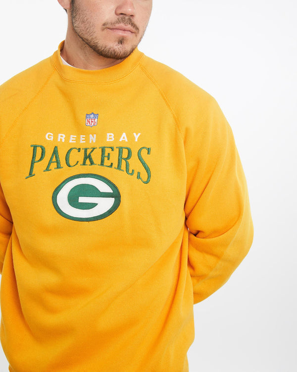 Vintage, 90s, NFL, Green, Bay, Packers, Sweatshirt, The Real Deal, size large, colour Yellow, newtown, sydney, australia, thrift store, opshop, preloved, secondhand, sustainable, retro, antique, 70s, 80s, 90s, 2000s, 00s, fashion, clothing, streetwear, trendy, garment, style, boutique, store, shop, archive, sale, cheap, best, top, Sweats and hoodies