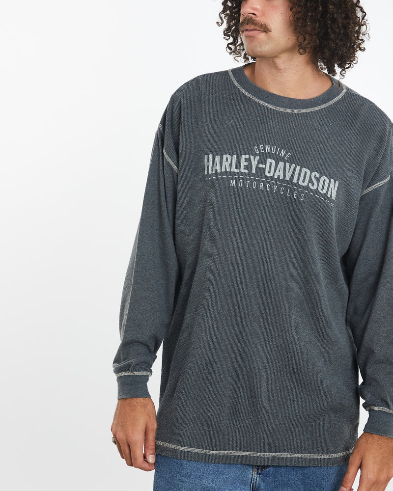 Vintage Harley Davidson Thermal Long Sleeve Tee <br>XXL , The Real Deal , newtown, sydney, australia, thrift store, opshop, preloved, secondhand, sustainable, retro, antique, 70s, 80s, 90s, 2000s, 00s, fashion, clothing, streetwear, trendy, garment, style, boutique, store, shop, archive, sale, cheap, best, top