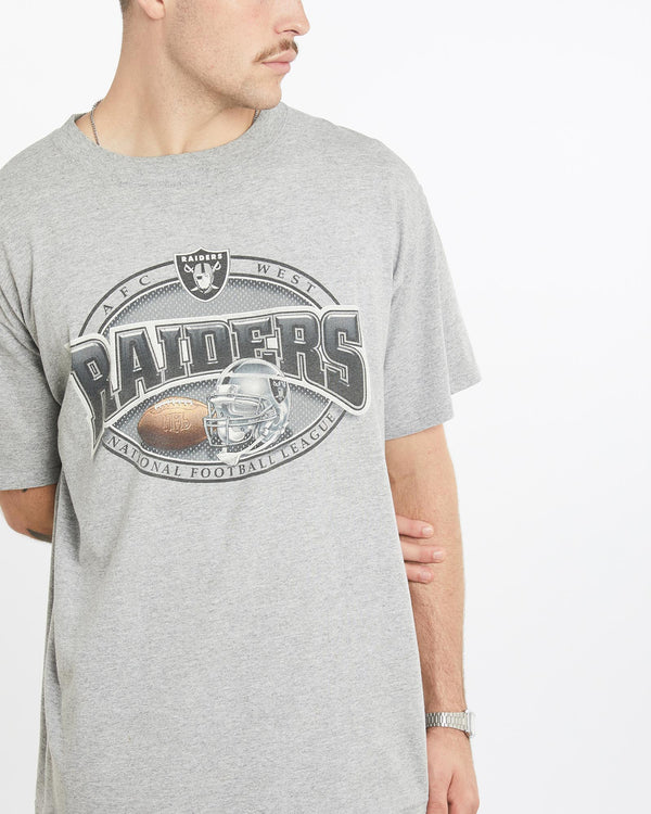 Vintage, NFL, Los, Angeles, Raiders, Tee, The Real Deal, size extra large, colour Grey, newtown, sydney, australia, thrift store, opshop, preloved, secondhand, sustainable, retro, antique, 70s, 80s, 90s, 2000s, 00s, fashion, clothing, streetwear, trendy, garment, style, boutique, store, shop, archive, sale, cheap, best, top, T-Shirts