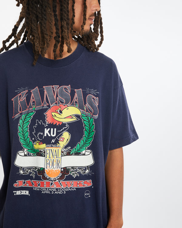 Vintage 1993 NCAA University of Kansas Jayhawks Final Four Tee <br>XL , The Real Deal , newtown, sydney, australia, thrift store, opshop, preloved, secondhand, sustainable, retro, antique, 70s, 80s, 90s, 2000s, 00s, fashion, clothing, streetwear, trendy, garment, style, boutique, store, shop, archive, sale, cheap, best, top