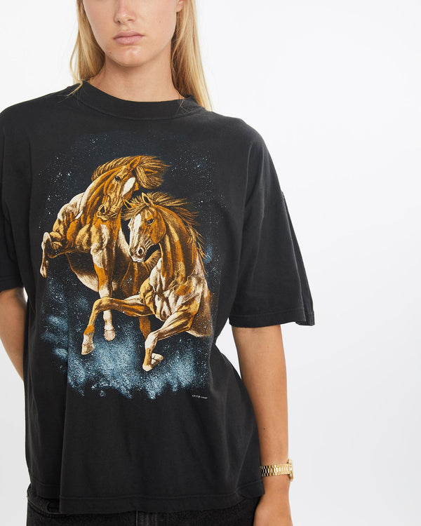 Vintage, Horse, Wildlife, Tee, The Real Deal, size medium, colour Black, newtown, sydney, australia, thrift store, opshop, preloved, secondhand, sustainable, retro, antique, 70s, 80s, 90s, 2000s, 00s, fashion, clothing, streetwear, trendy, garment, style, boutique, store, shop, archive, sale, cheap, best, top, T-Shirts