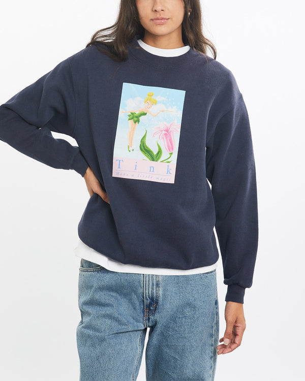 Vintage, 90s, Disney, Tinkerbell, Sweatshirt, The Real Deal, size small, colour Navy, newtown, sydney, australia, thrift store, opshop, preloved, secondhand, sustainable, retro, antique, 70s, 80s, 90s, 2000s, 00s, fashion, clothing, streetwear, trendy, garment, style, boutique, store, shop, archive, sale, cheap, best, top, Sweats and hoodies