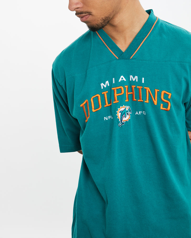 Vintage NFL Miami Dolphins Jersey Tee <br>M , The Real Deal , newtown, sydney, australia, thrift store, opshop, preloved, secondhand, sustainable, retro, antique, 70s, 80s, 90s, 2000s, 00s, fashion, clothing, streetwear, trendy, garment, style, boutique, store, shop, archive, sale, cheap, best, top