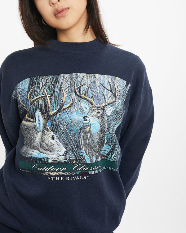 Vintage Deer Wildlife Sweatshirt <br>S , The Real Deal , newtown, sydney, australia, thrift store, opshop, preloved, secondhand, sustainable, retro, antique, 70s, 80s, 90s, 2000s, 00s, fashion, clothing, streetwear, trendy, garment, style, boutique, store, shop, archive, sale, cheap, best, top