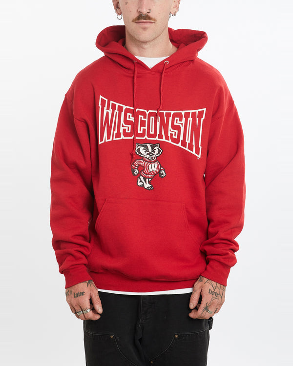 Vintage NCAA Wisconsin Badgers Hooded Sweatshirt <br>L , The Real Deal , newtown, sydney, australia, thrift store, opshop, preloved, secondhand, sustainable, retro, antique, 70s, 80s, 90s, 2000s, 00s, fashion, clothing, streetwear, trendy, garment, style, boutique, store, shop, archive, sale, cheap, best, top