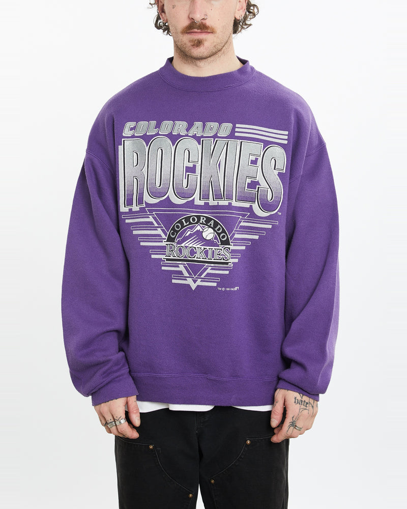 Vintage 1991 MLB Colorado Rockies Sweatshirt <br>L , The Real Deal , newtown, sydney, australia, thrift store, opshop, preloved, secondhand, sustainable, retro, antique, 70s, 80s, 90s, 2000s, 00s, fashion, clothing, streetwear, trendy, garment, style, boutique, store, shop, archive, sale, cheap, best, top