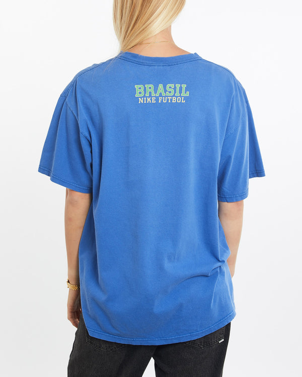 Vintage, Nike, Brazil, Futbol, Tee, The Real Deal, size large, colour Blue, newtown, sydney, australia, thrift store, opshop, preloved, secondhand, sustainable, retro, antique, 70s, 80s, 90s, 2000s, 00s, fashion, clothing, streetwear, trendy, garment, style, boutique, store, shop, archive, sale, cheap, best, top, T-Shirts