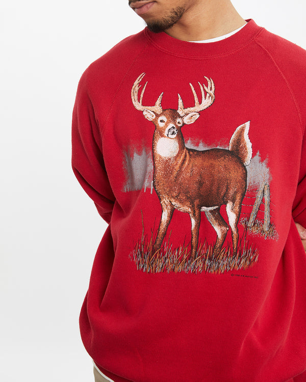 Vintage 1988 Deer Wildlife Sweatshirt <br>M , The Real Deal , newtown, sydney, australia, thrift store, opshop, preloved, secondhand, sustainable, retro, antique, 70s, 80s, 90s, 2000s, 00s, fashion, clothing, streetwear, trendy, garment, style, boutique, store, shop, archive, sale, cheap, best, top