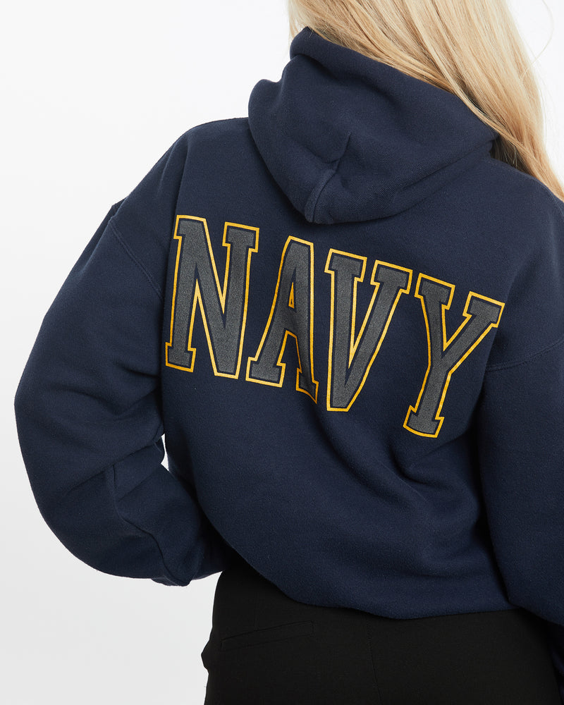 Vintage 90s United States Navy Hooded Sweatshirt <br>XS , The Real Deal , newtown, sydney, australia, thrift store, opshop, preloved, secondhand, sustainable, retro, antique, 70s, 80s, 90s, 2000s, 00s, fashion, clothing, streetwear, trendy, garment, style, boutique, store, shop, archive, sale, cheap, best, top